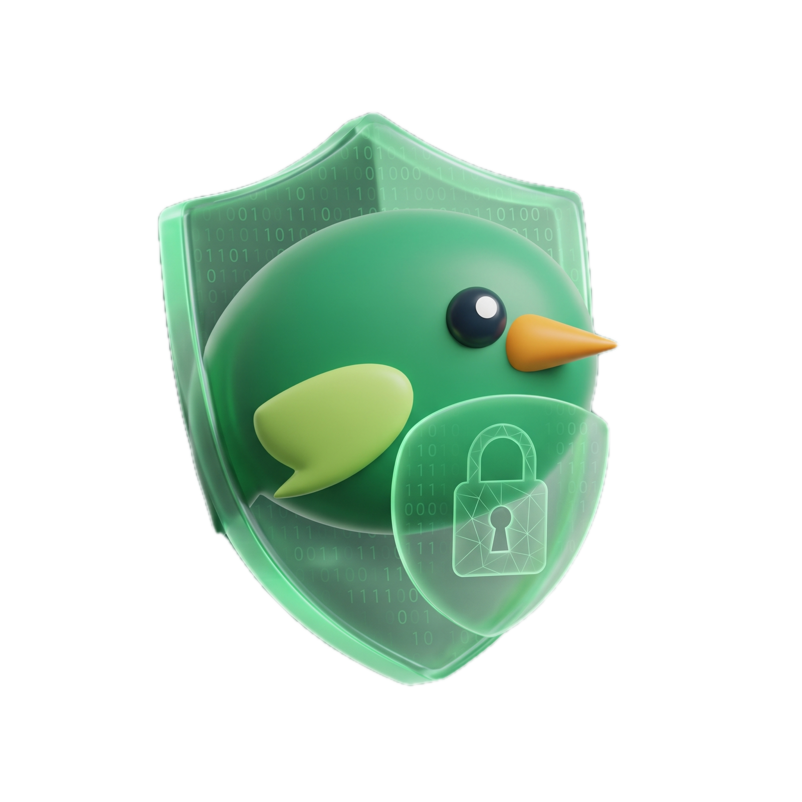 KiwiTalk mascot protected by an encrypted shield